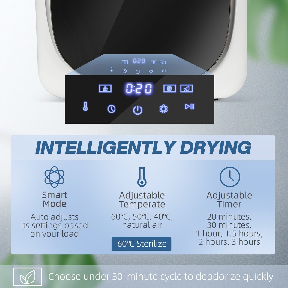 image 1 of HOMCOM 2.5 kg 800W Vented Tumble Dryer with Deodorize, Smart Mode, White