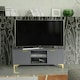 image 5 of Bold TV unit 120cm grey ribbed fronts gold accents Grey