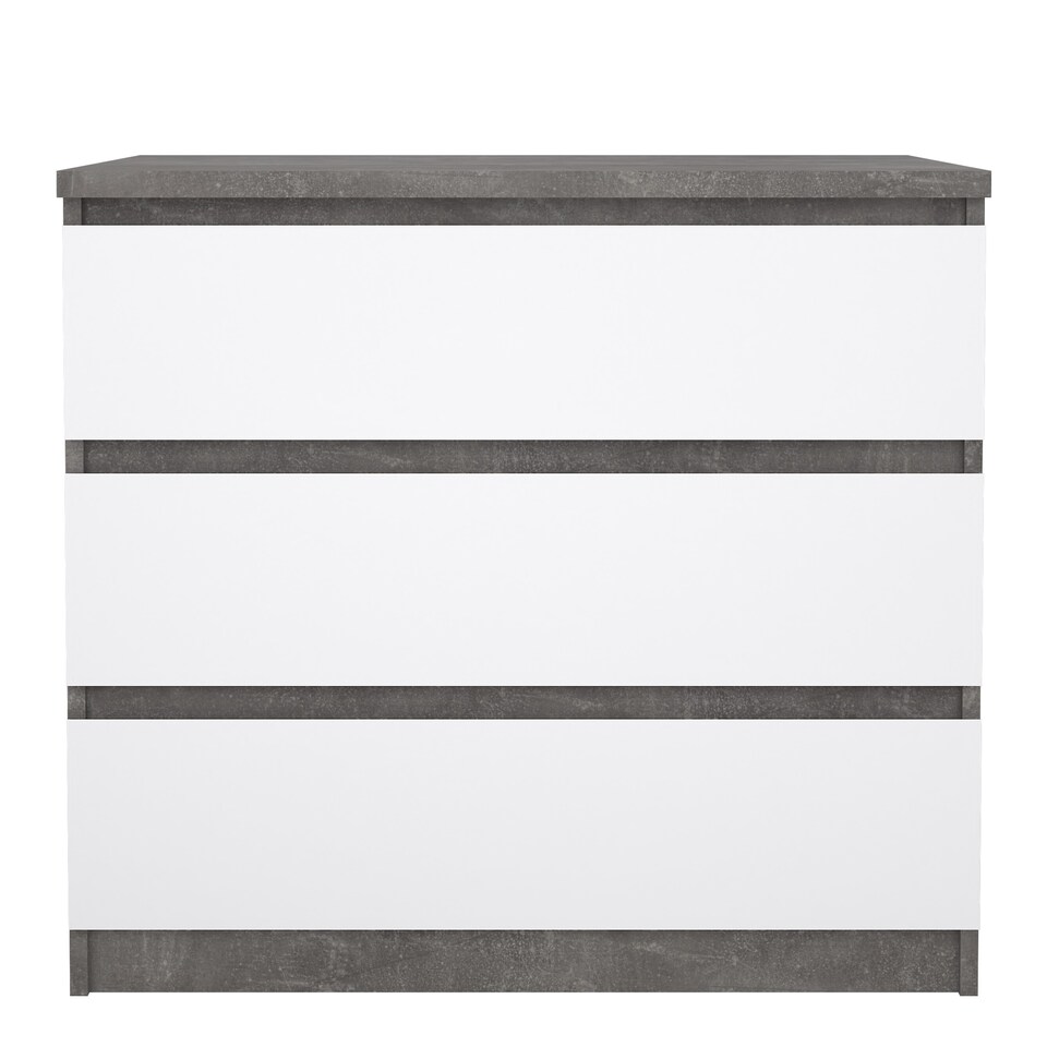 image 1 of Naia Chest of 3 Drawers in Concrete and White High Gloss