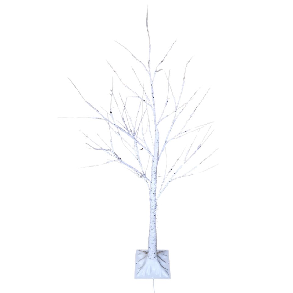 image 1 of 1.2m (4ft) Indoor Outdoor Christmas Lit Birch Tree with 48 Ice White LEDs