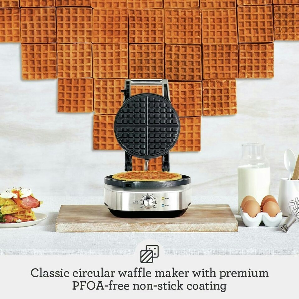 image 1 of Sage The No-Mess Waffle Maker, With Non-Stick Surface, No Mess Moat & Browning Control - Brushed Stainless Steel