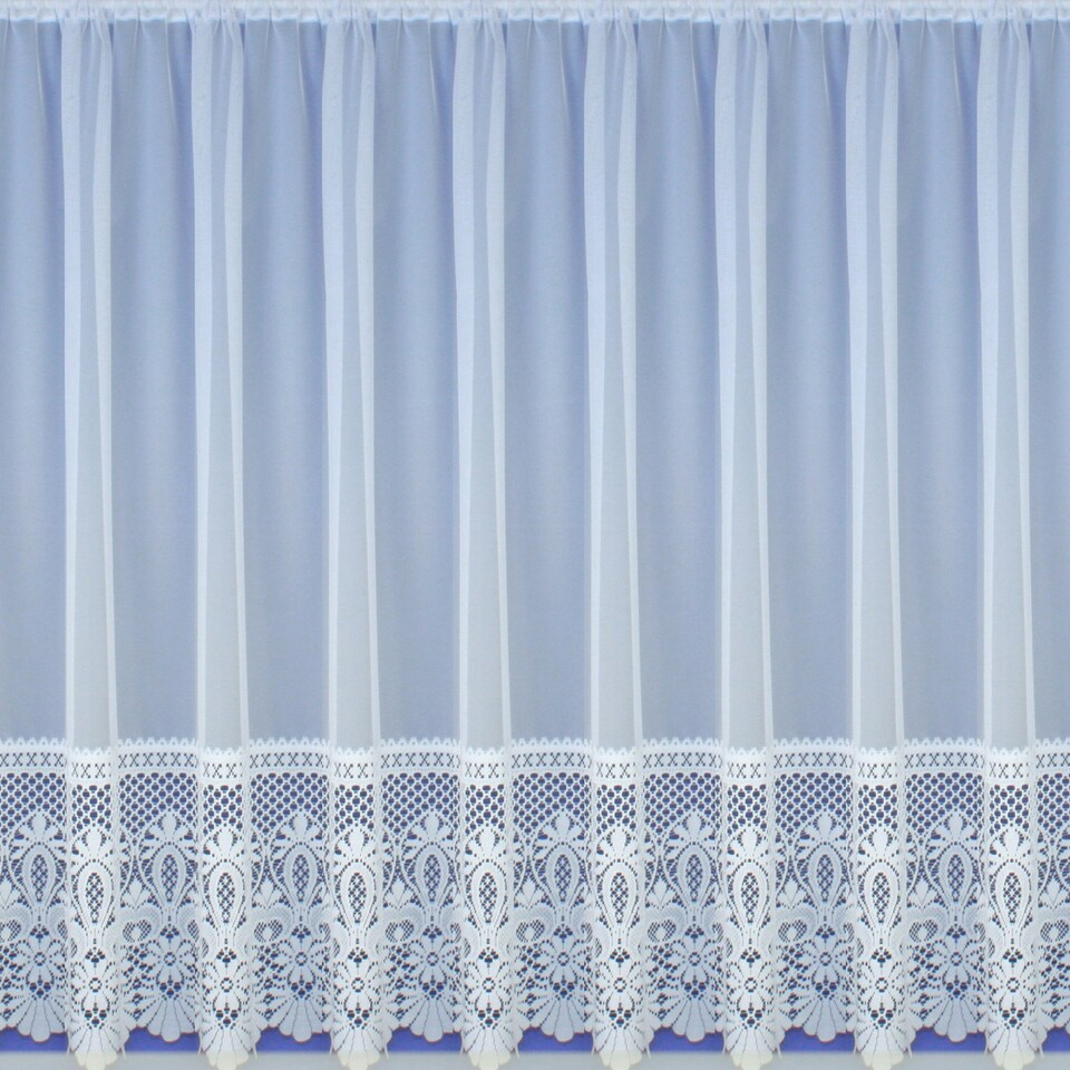 image 1 of Brazil White Traditional Heavy Base Net Panel 2m Wide x 183 cm drop Floral Lace Design Pre Cut Net Panel