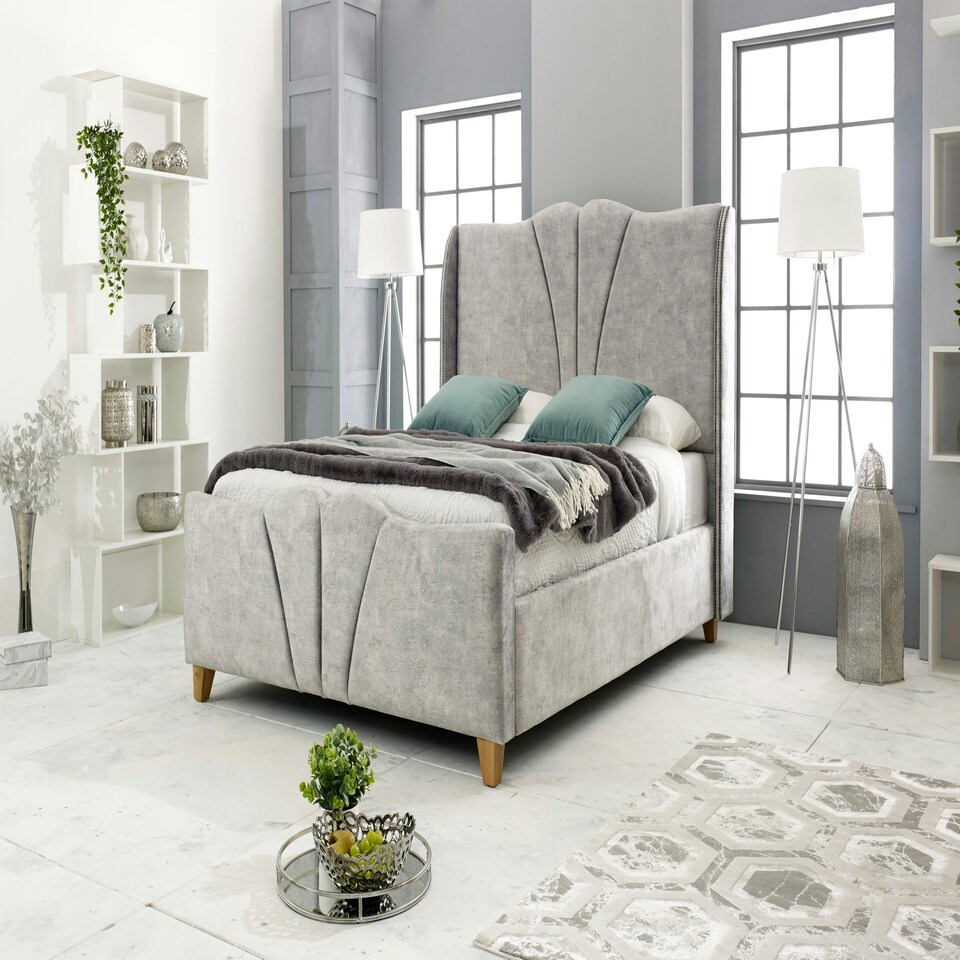 image 1 of Artrek Marble King Bed Frame - Silver