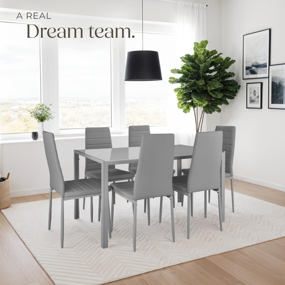 image 1 of Dining Chairs - high backrest, padded, synthetic leather | Grey | grey | 6