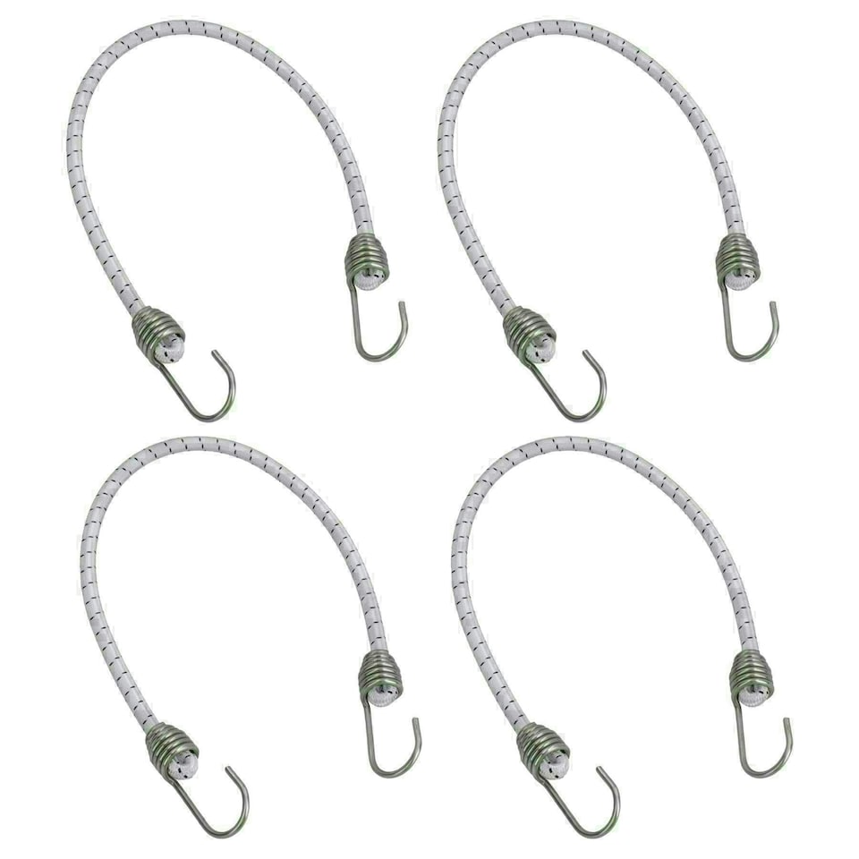image 1 of 4pk 20" Bungee Rope With Stainless Steel Hooks Cords Shock Elastic Marine Boat
