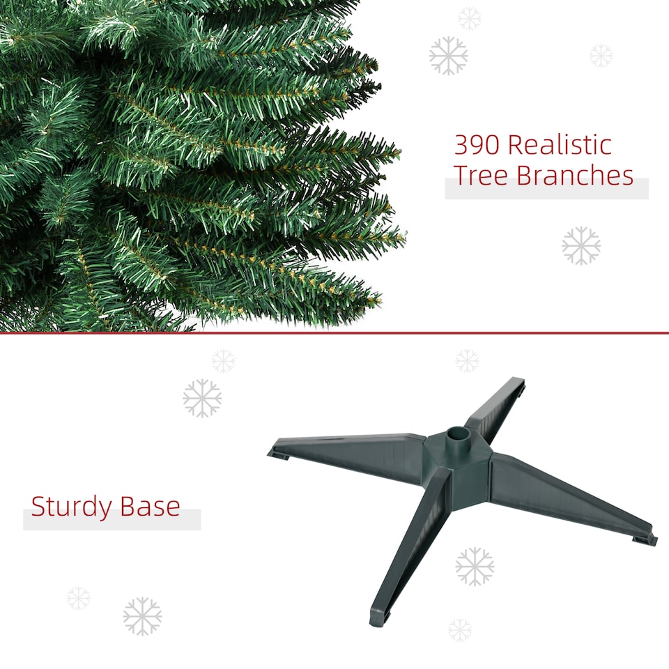 image 1 of HOMCOM 6ft Unlit Artificial Christmas Tree, Pencil Slim mas Tree with Solid Stand and Realistic Branches, Green