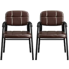 Yaheetech 2pcs Office Reception Upholstered Chairs for Home & Office Black Brown