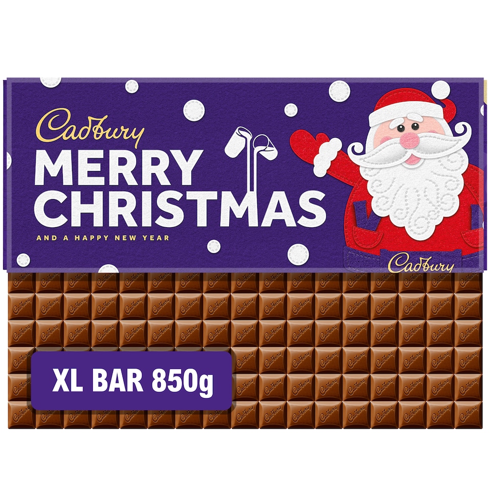 image 1 of Cadbury Dairy Milk Merry Christmas Gift Chocolate Bar 850g