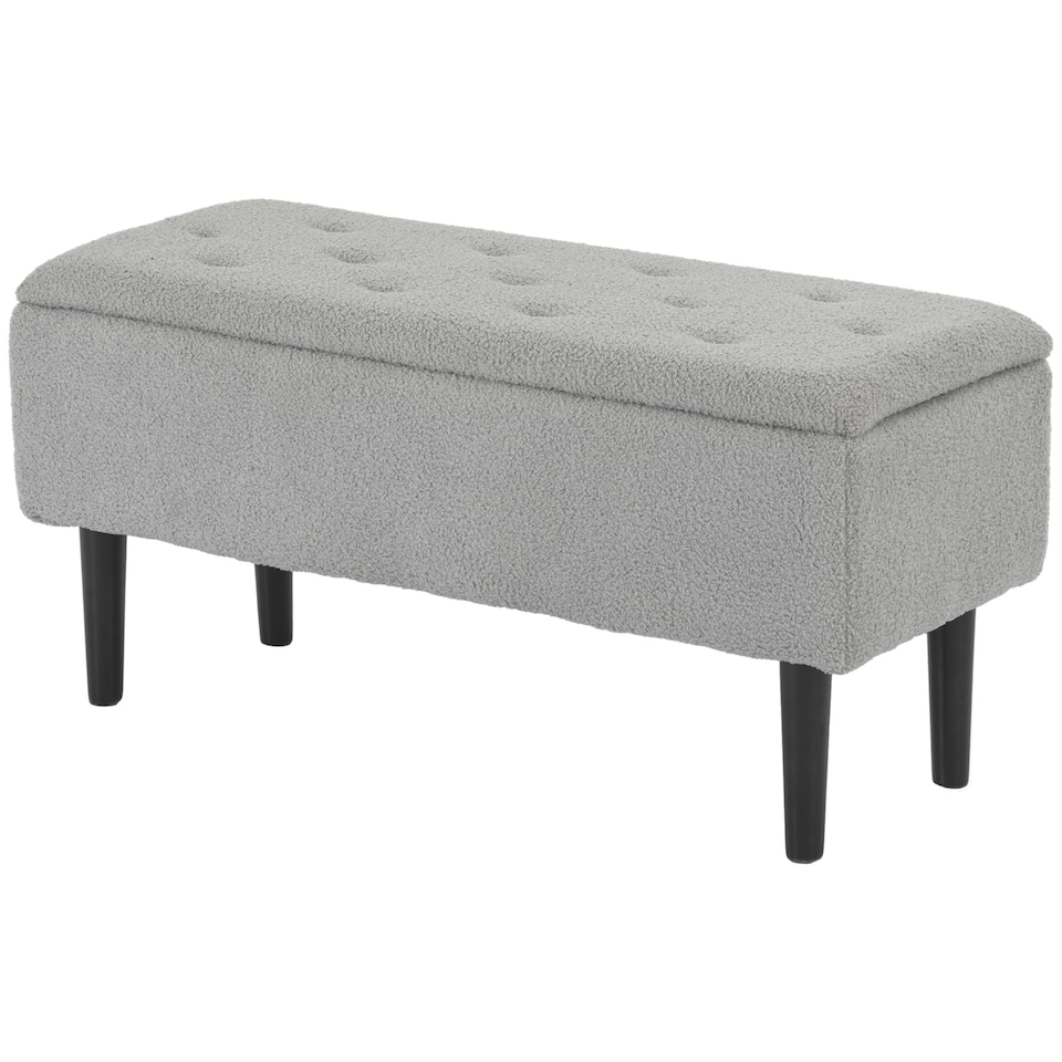 image 1 of HOMCOM 15" Ottoman Storage Box with Wooden Legs and 47L Storage Capacity, Grey