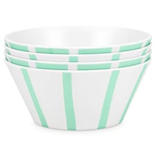 Green Striped Bowls Set of 4 Recycled Plastic Set | Green | 4 Pack