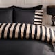 image 2 of OHS Stripe Edge Bedding Set Microfibre Duvet Cover with Pillowcase | Black | Black/Stone | Double