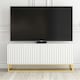 image 6 of TV Unit 100cm White Matt with Fluted Fronts and Gold Legs White