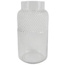 29cm Clear Glass Diamond Vase | White | 29