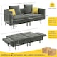 image 4 of Yaheetech Velvet Futon Sofa Bed Sleeper Sofa with 4 Pillows
