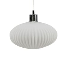 Baton - White Ribbed Glass Easy Fit Pendant Shade | White | Medium | 1