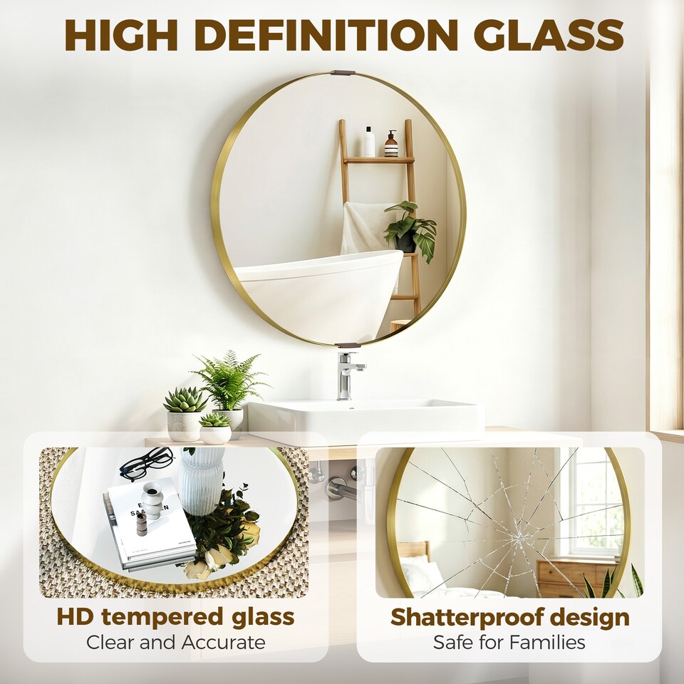 image 1 of HOMCOM Wall Mirror 61 cm, Wall Mounted Bathroom Mirror