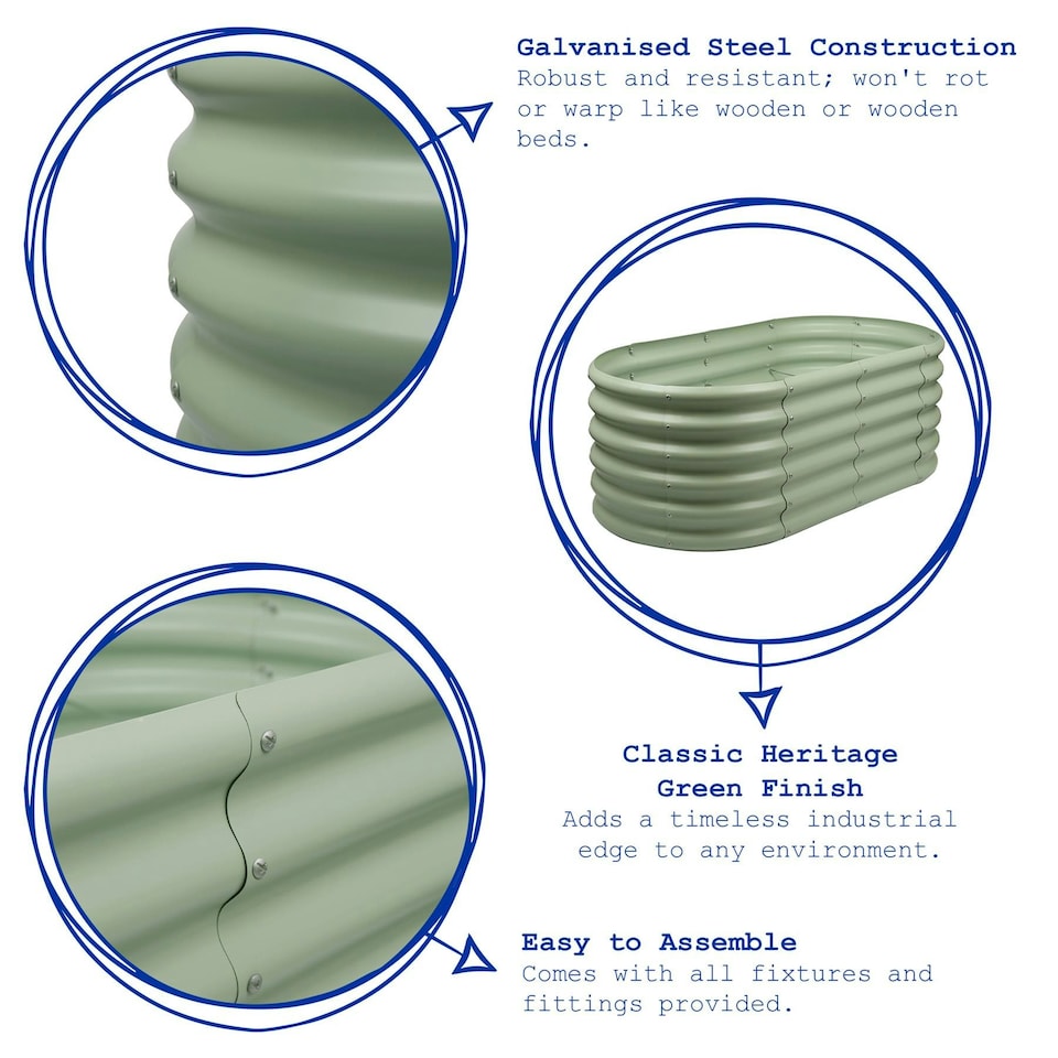 image 1 of Harbour Housewares Rounded Raised Garden Beds - 120cm x 60cm x 45cm - Green - Pack of 2 Green