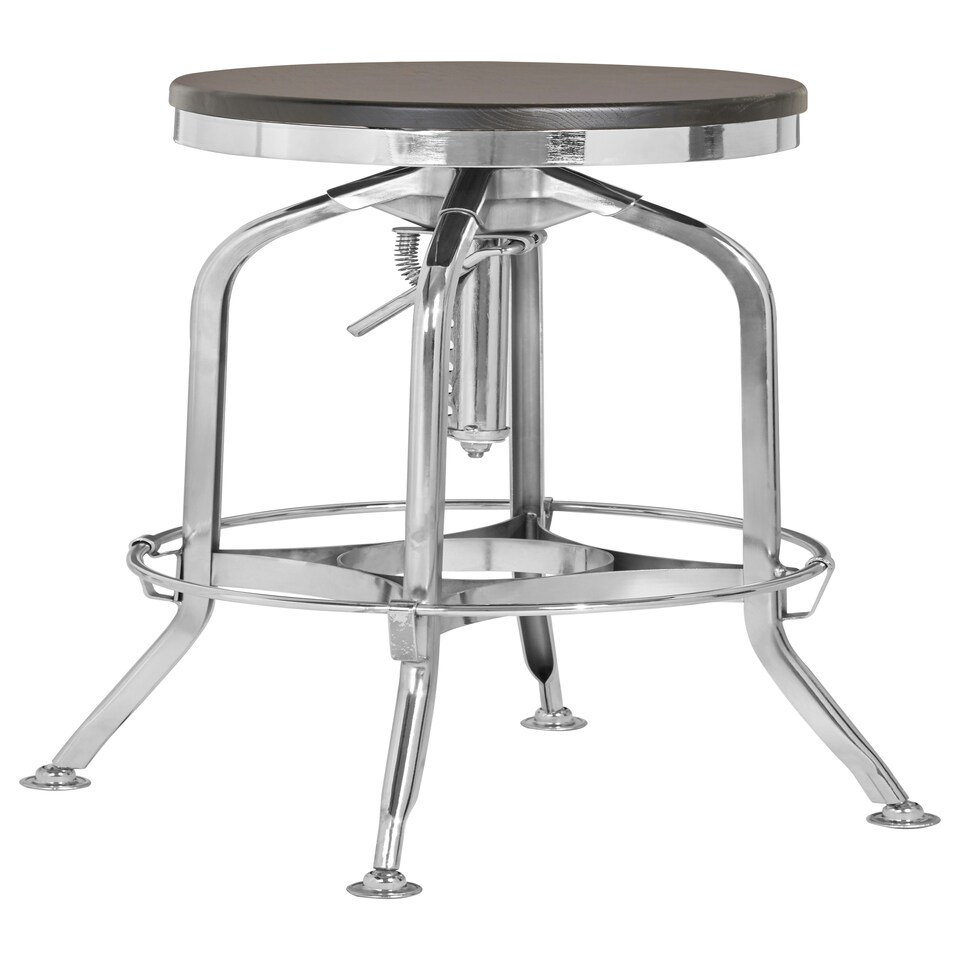 image 1 of Gator Ash Wood Silver Chromed Metal Stool Silver