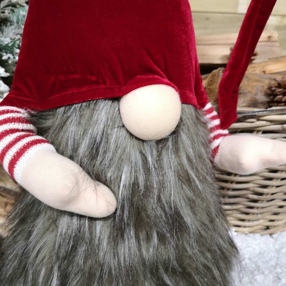 image 1 of 87cm Festive Christmas Gonk Decoration with Furry Body and Red Hat