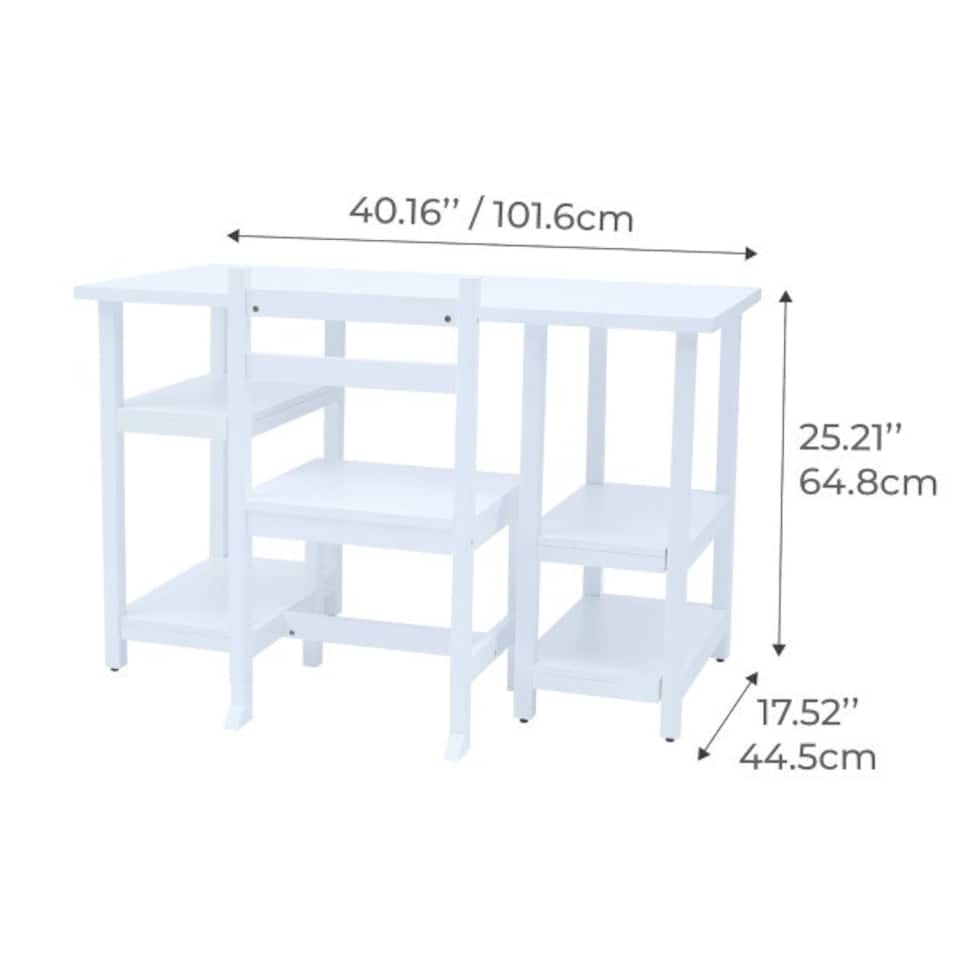 image 1 of Teamson Kids Children's Play Desk with Shelves and Chair, White
