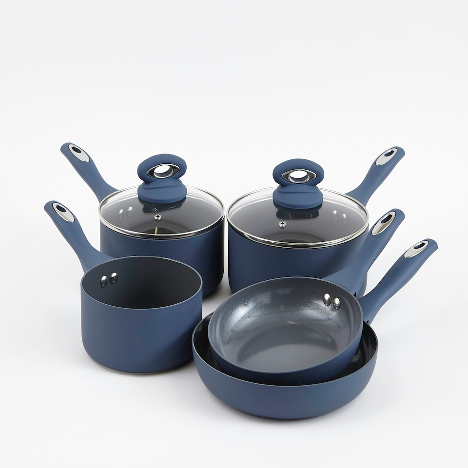 image 1 of Cermalon Blue 5 Piece Non Stick Cookware Set
