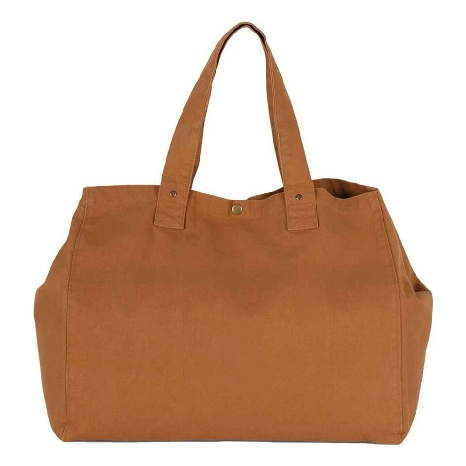 Kimood Washed Cotton Shopper Bag - Caramel Coffee - One Size