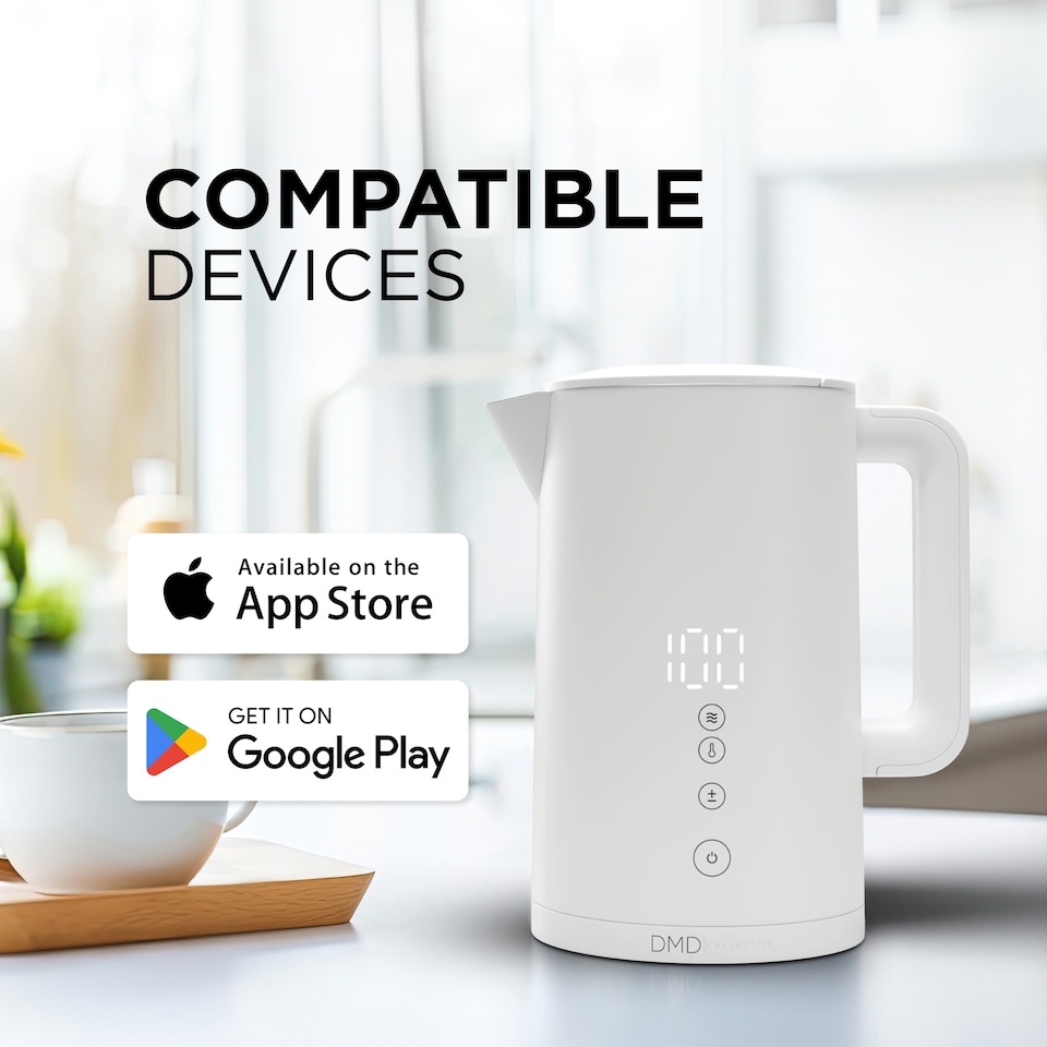 image 1 of 1.5L Smart Kettle, Wi-Fi Touchscreen, App Operated, Voice Control 2200W