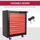 image 7 of HOMCOM Steel 5-Drawer Tool Storage Cabinet Lockable with Wheels Handle 2 Keys Garage Equipment Trolley Home Work DIY Workshop Chest Red | Red | Black | 1