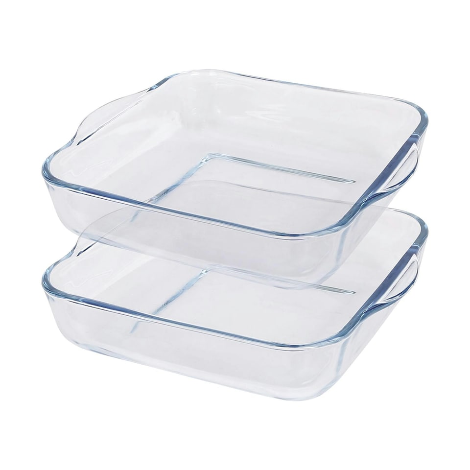 image 1 of Argon Tableware Square Glass Oven Dishes - 24cm x 21cm - Pack of 2 Clear