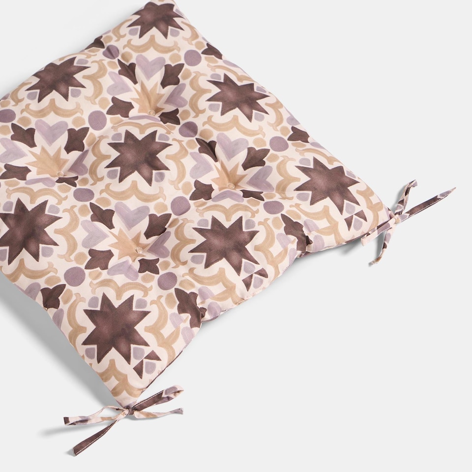 image 1 of OHS 2 x Tiles Garden Chair Cushions Outdoor Seat Pads | Multi | Natural