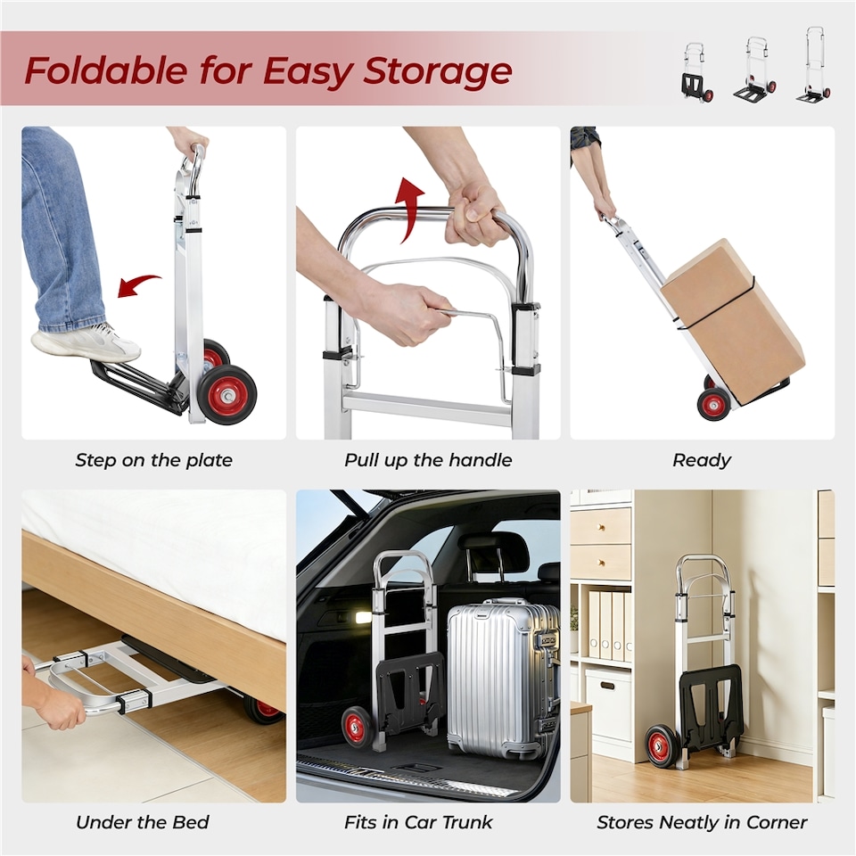 image 1 of Yaheetech Metal Hand Trolley with Adjustable Handle Height for Moving Furniture-Black