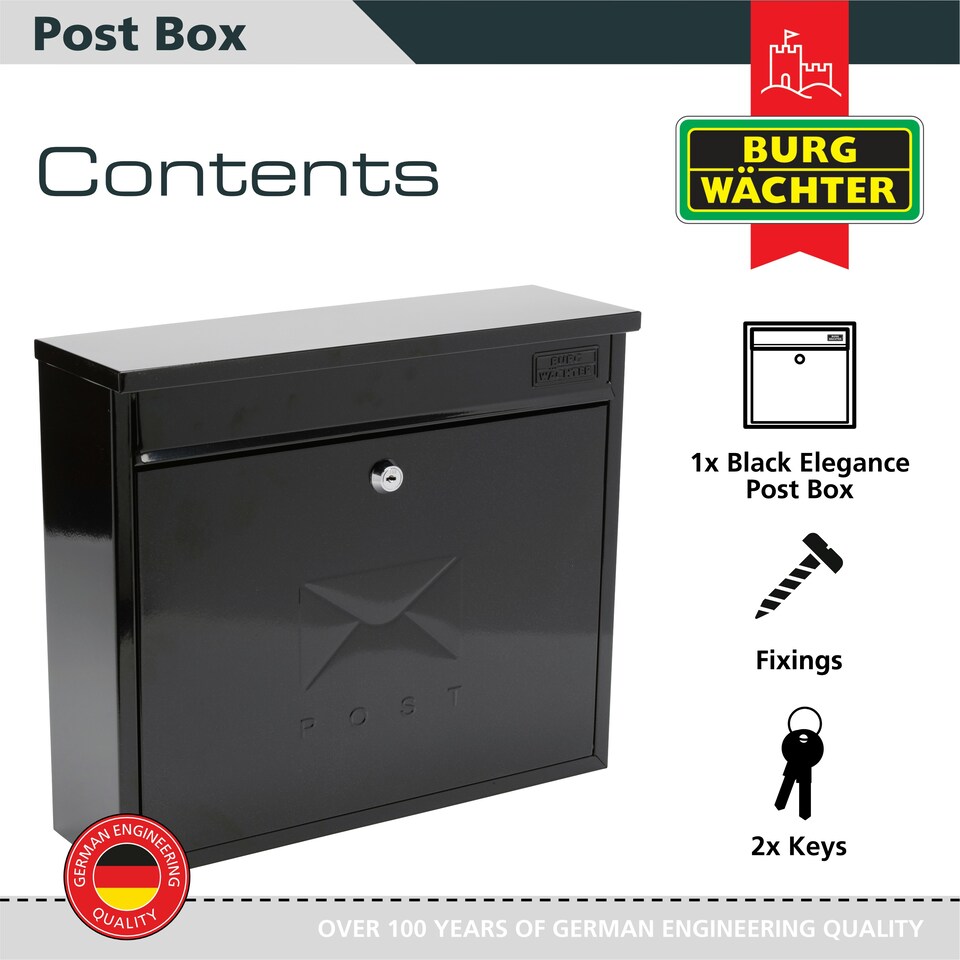 image 1 of Burg-Wachter Elegance Wall Mounted Galvanised Stell Lockable Weatherproof Ppost Box - 36x31x11cm N/A | Anthracite