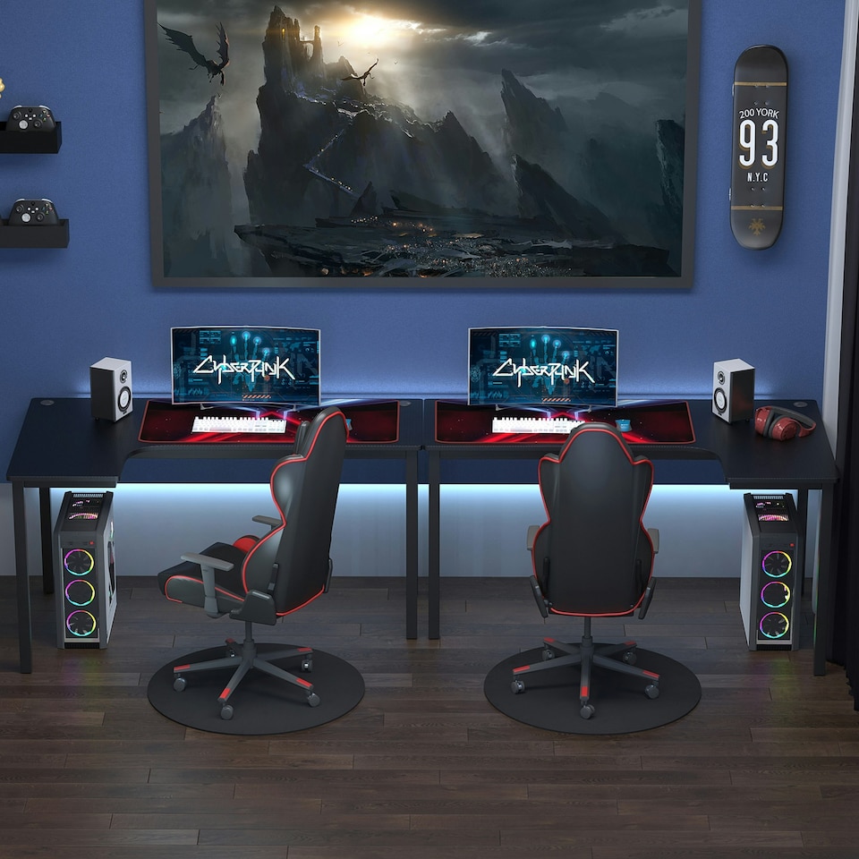 image 1 of L-Shaped Corner Desk Computer Workstation PC Gaming Desk 145 x 81 x 76cm Left