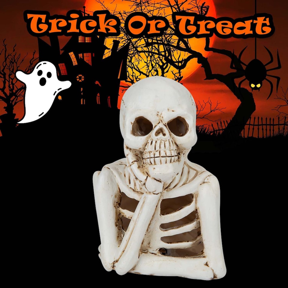 image 1 of PMS Halloween LED Skeleton Decoration Tray, White - 13 x 9 cm
