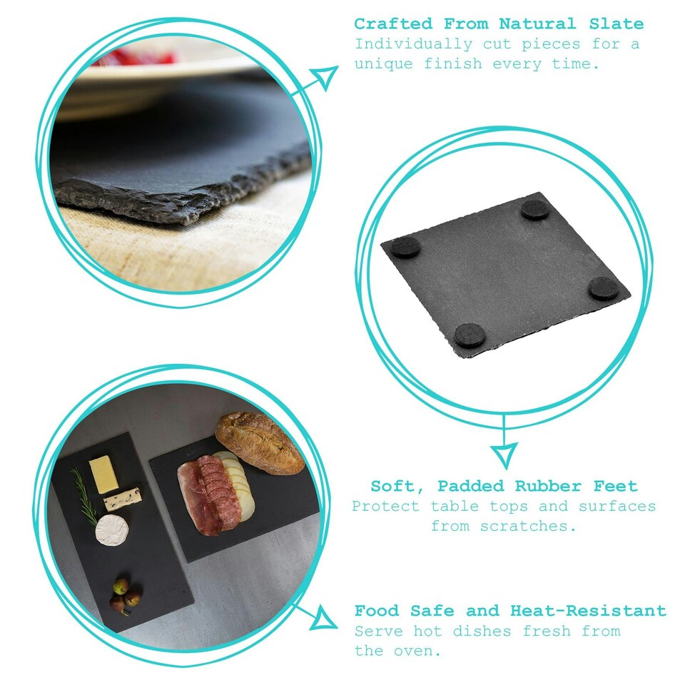 image 1 of Argon Tableware Slate Placemats & Coasters Set - 40cm x 30cm - Grey Grey