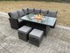 image 3 of Fimous High Back Rattan Garden Furniture Sets Gas Fire Pit Dining Table Set Gas Heater Left Corner Sofa Small Footstools 8 Seater
