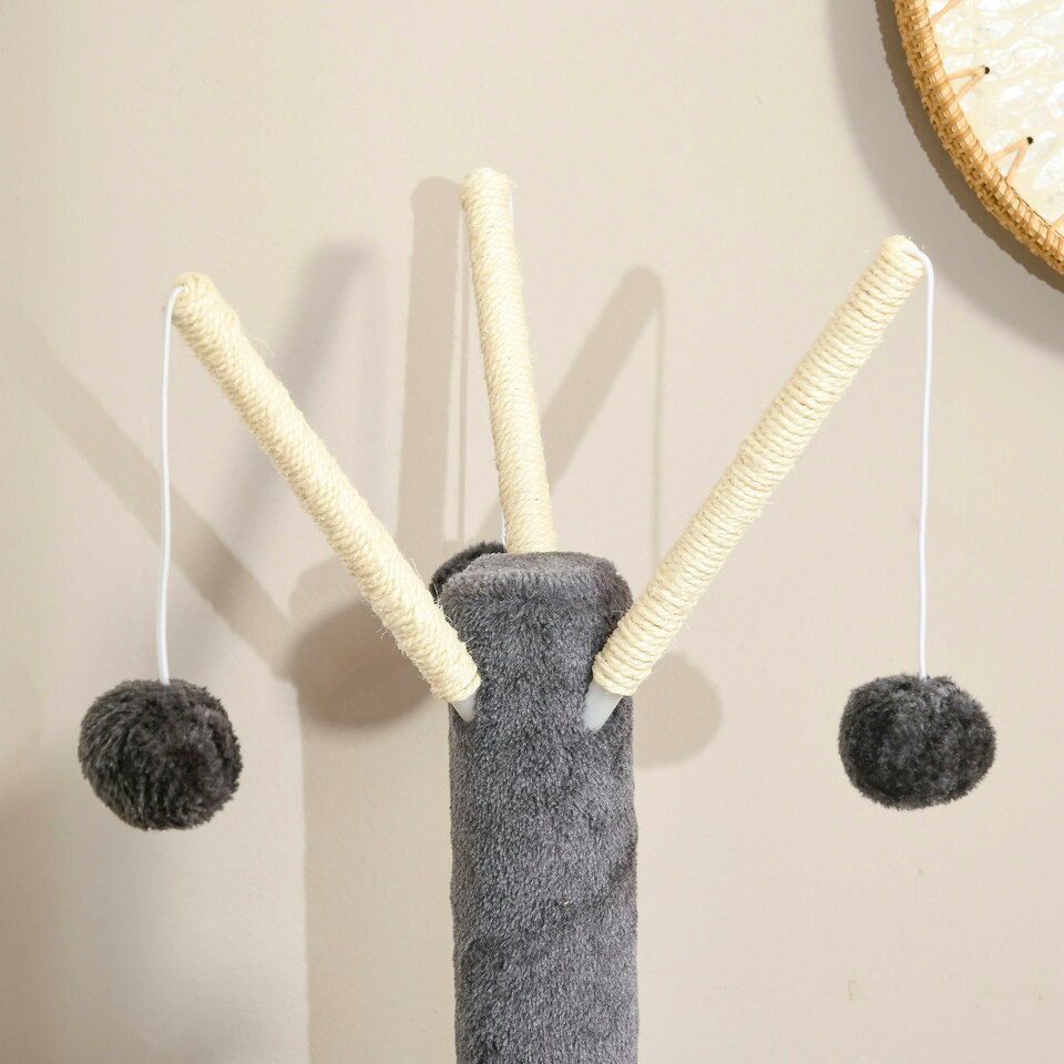 image 1 of PawHut 121cm Cat Tree Tower Activity Centre with Scratching Post Grey