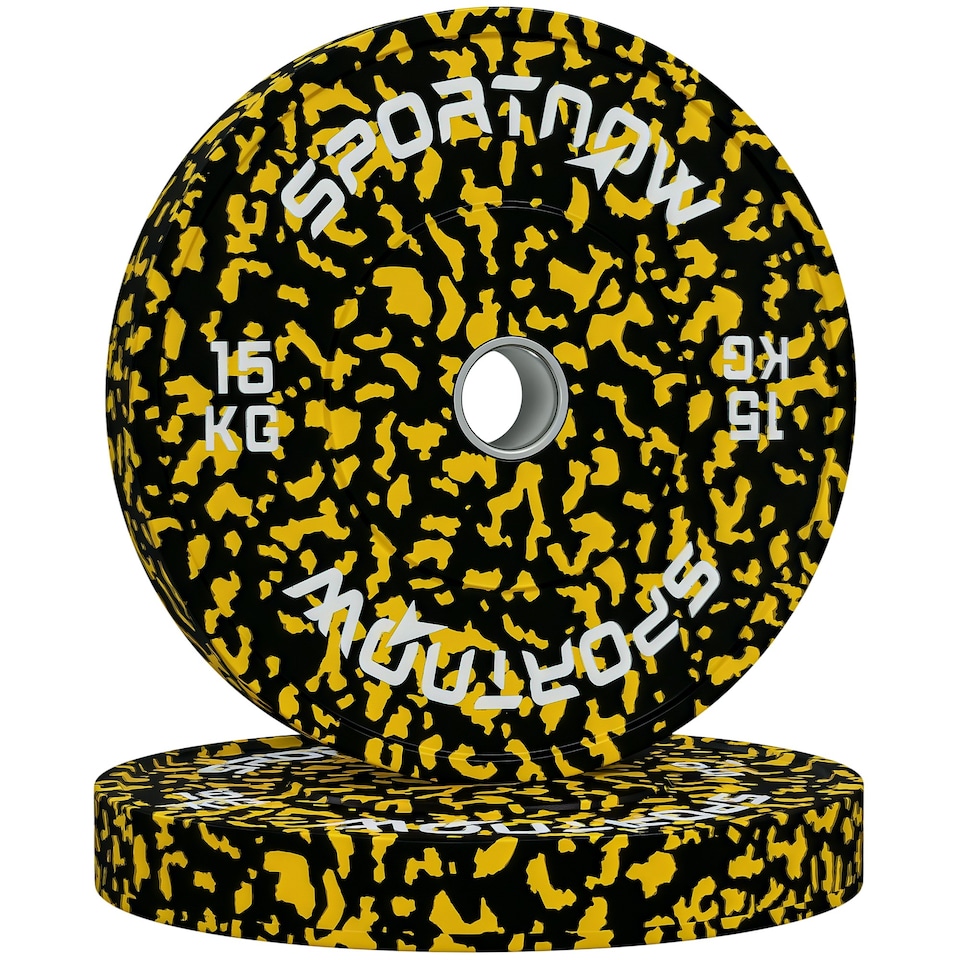 image 1 of SPORTNOW Olympic Weight Plates with 5cm Holes for Weight Lifting | Yellow | Not provided