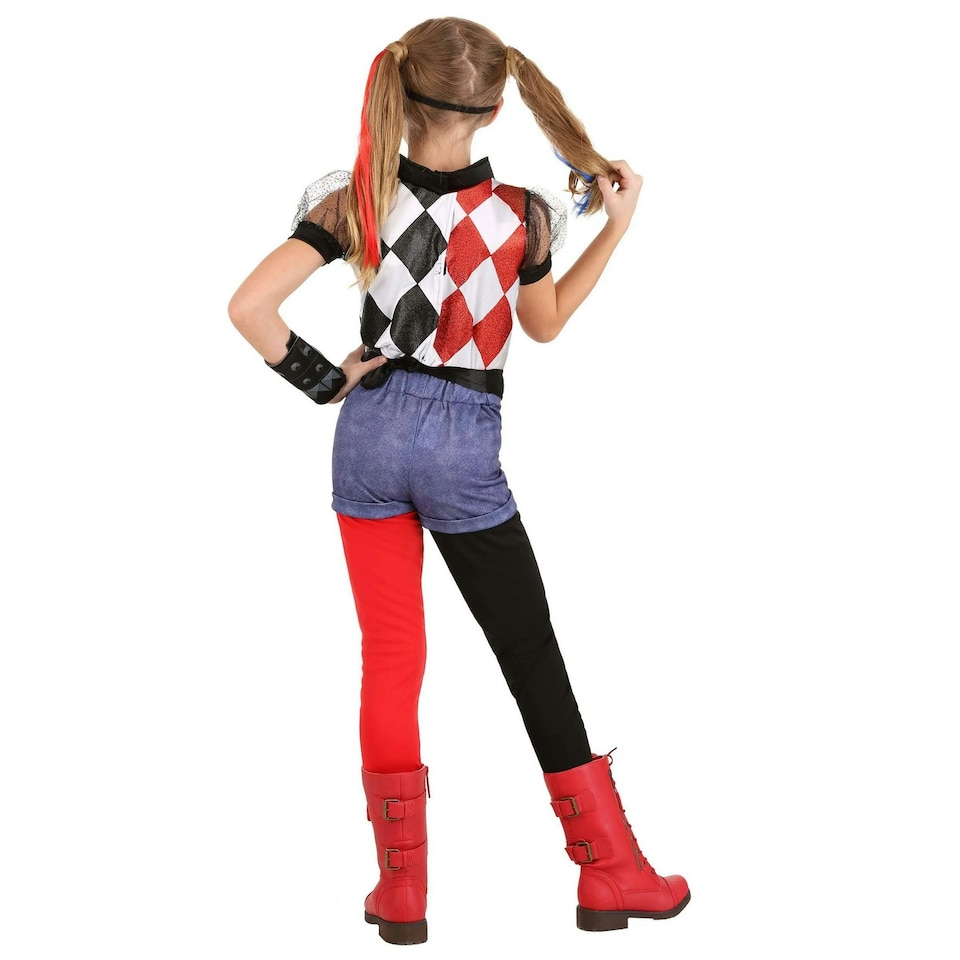 image 1 of DC Super Hero Girls Childrens/Kids Deluxe Harley Quinn Costume - Red/Black/White - M M