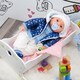 image 9 of BiBi Doll 20" Navy Baby Doll Boy with Blue Coat Outfit, Sounds & Dummy Toy