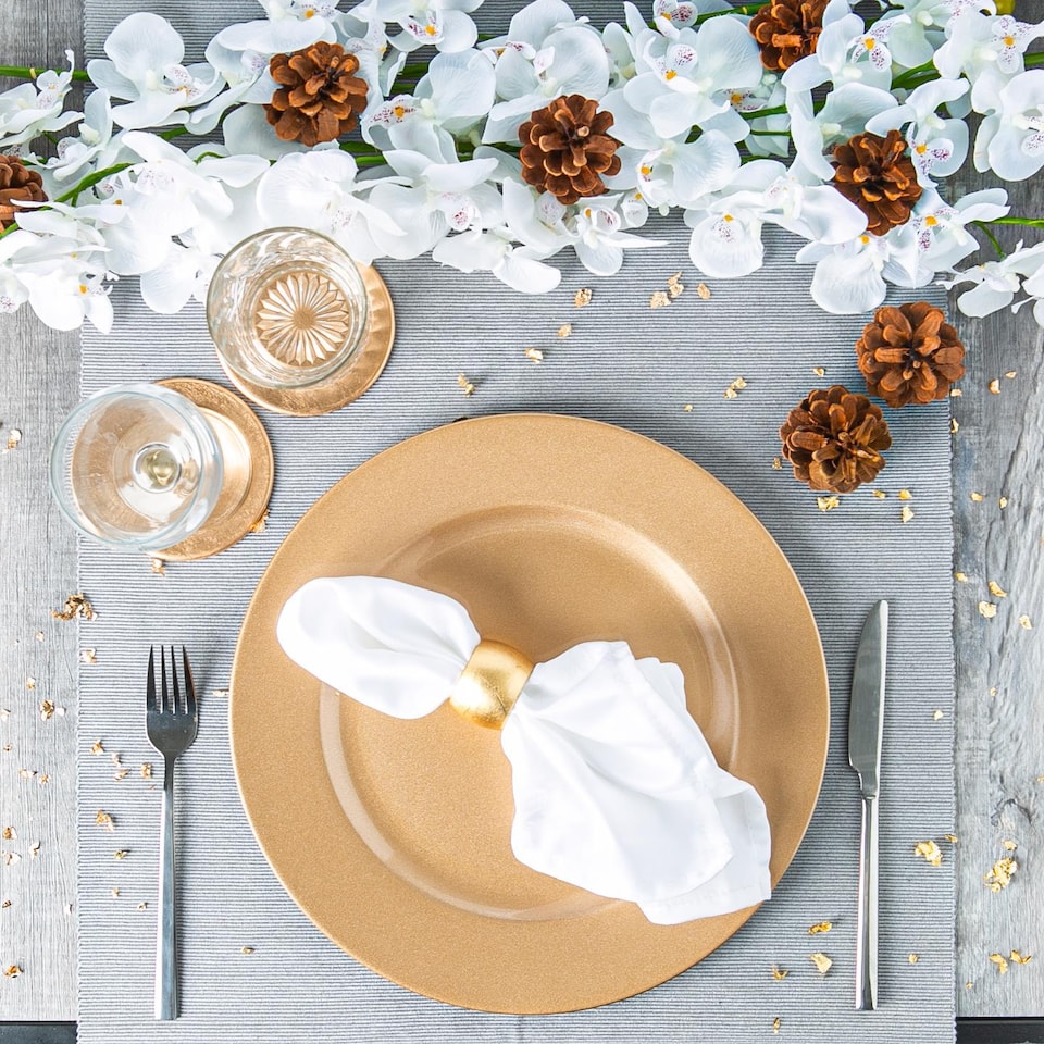 image 1 of Argon Tableware 18 Piece Metallic Charger Plates Set - Gold