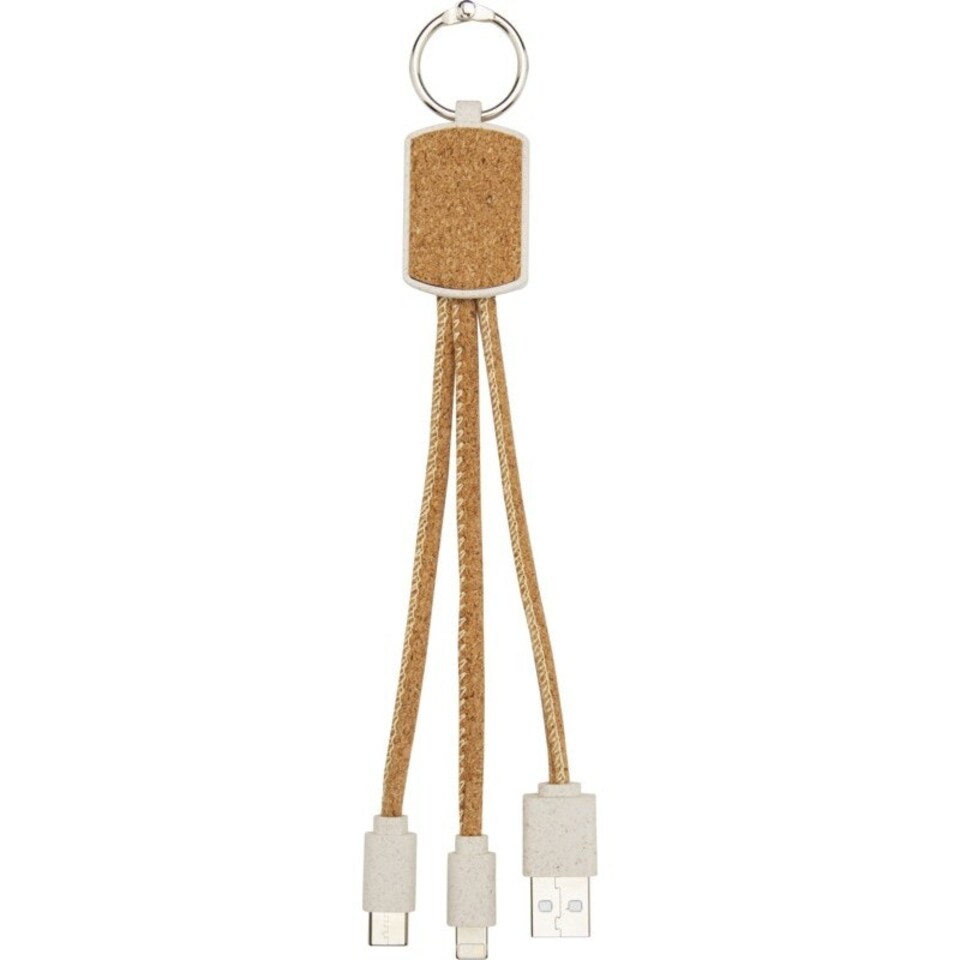 image 1 of Bates Cork 3 in 1 Charging Cable - Natural - One Size