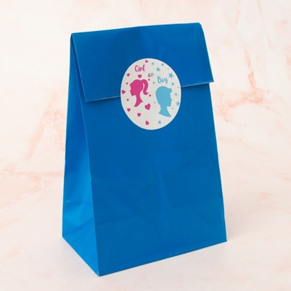 image 1 of Dolls Gender Reveal Round Stickers 60mm - Sheet of 12