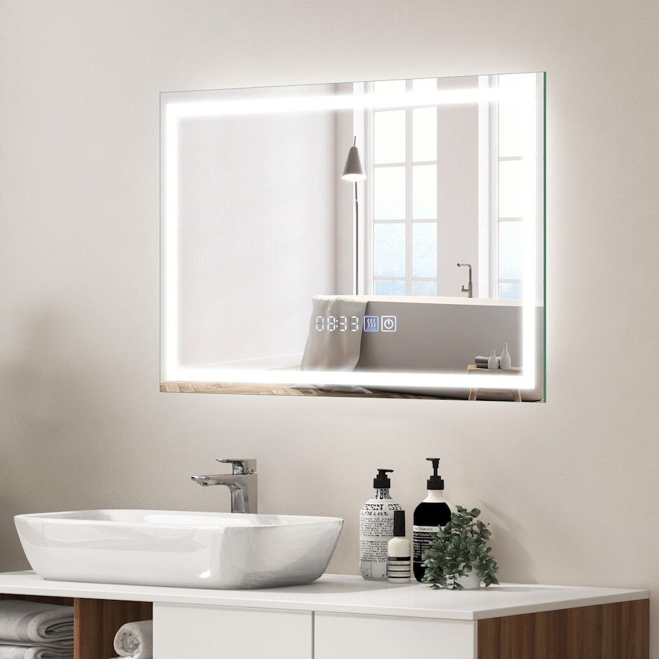 image 1 of COSTWAY 75 x 50 CM LED Lighted Bathroom Mirror Wall Mounted