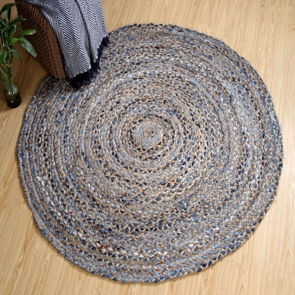 image 1 of JEANNIE Round Kids Rug Ethical Source with Recycled Denim - L60 x W60 Multi