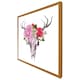 image 1 of Deer animal skull with flowers and feathers (Picutre Frame) Brown | Oak | L