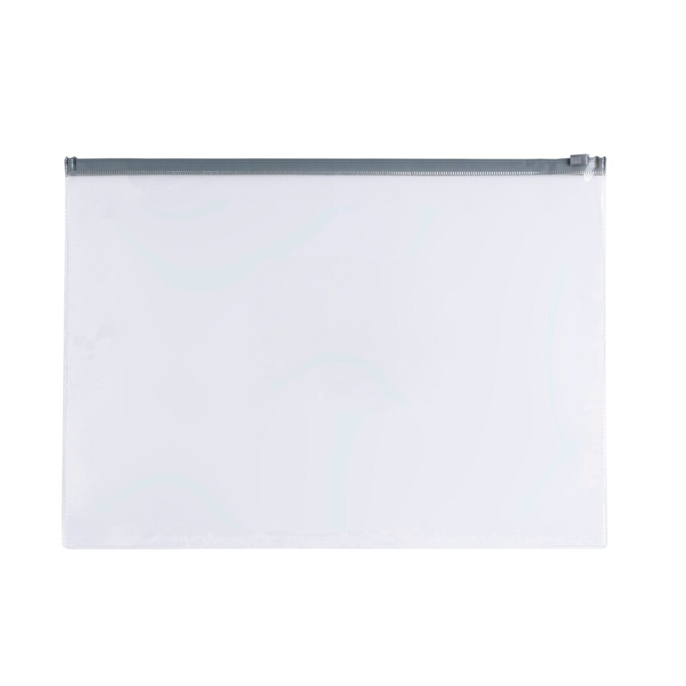 image 1 of Pack of 12 A6 Clear Zippy Bags with Grey Zip