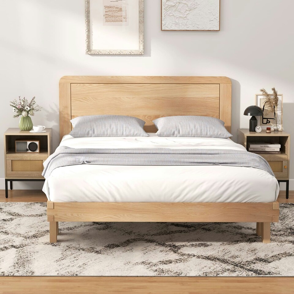image 1 of COSTWAY Nightstand Set of 2 Accent Table with Storage Brown