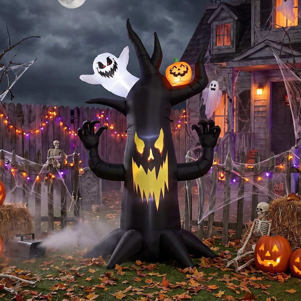 image 1 of Outsunny 8 FT Halloween Inflatable Spooky Tree with Built-in LED Lights