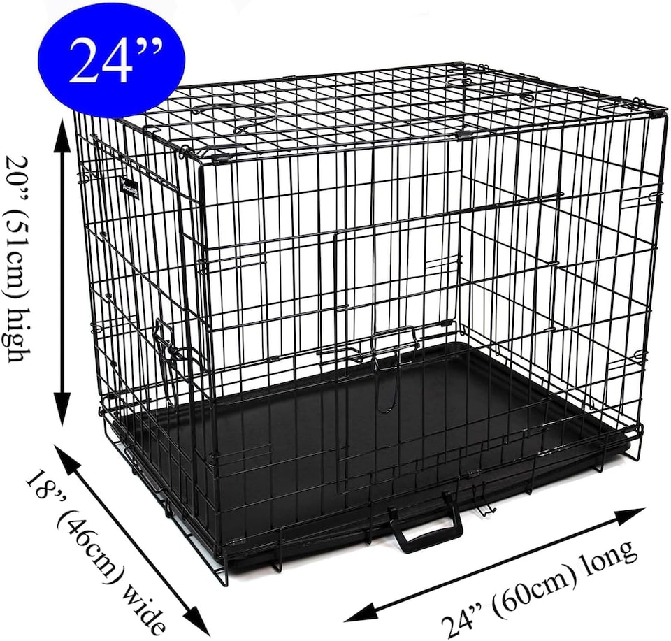 image 1 of Actiaspet Foldable Metal Dog Cage Crate with Tray Black Multiple Sizes (Black, Small)